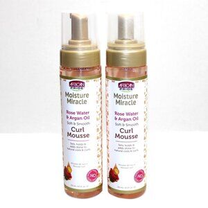 Lot of 2 African Pride Moisture Miracle Rose Water & Argan Oil Curl Hair Mousse